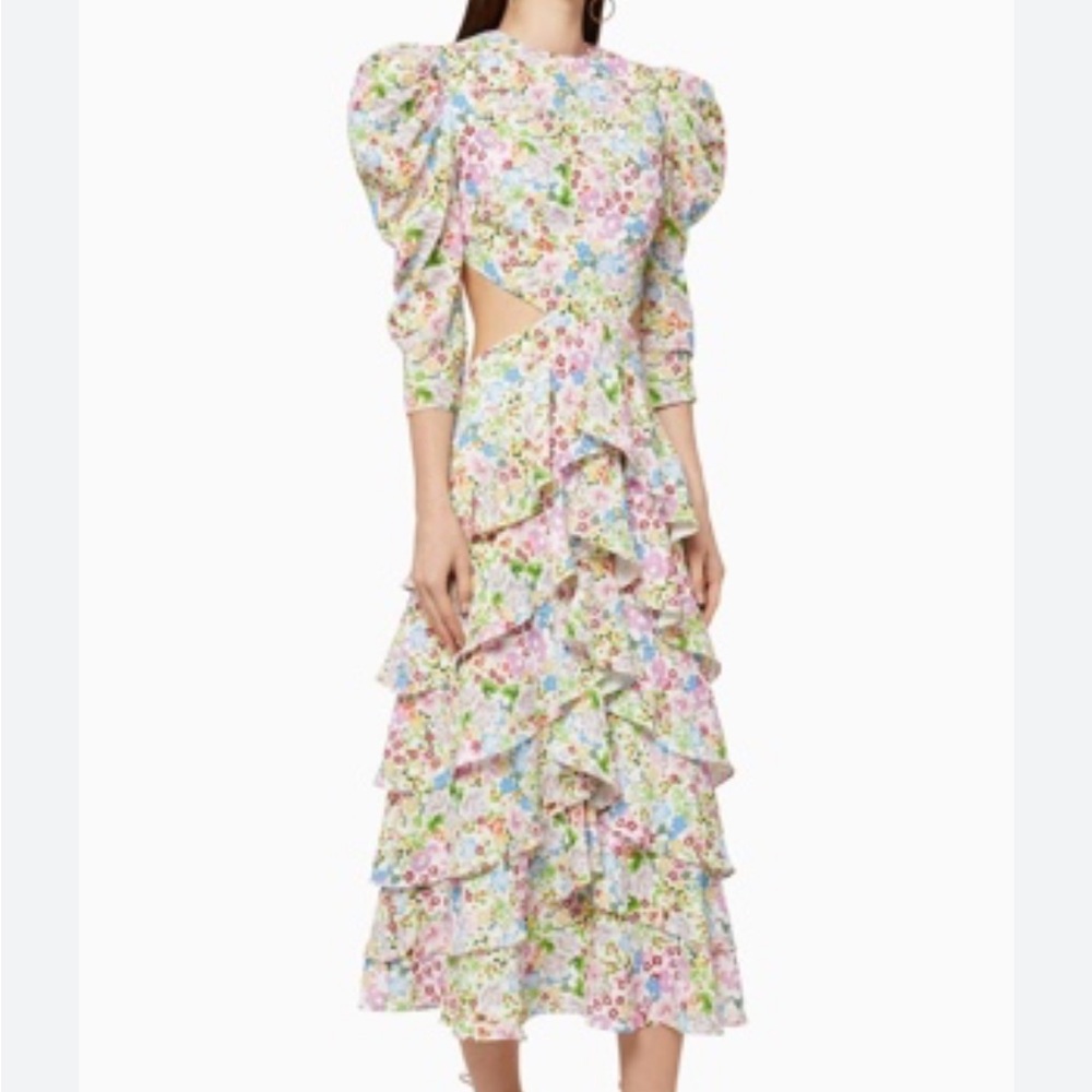 REVOLVE White Ruffled Tiered Sundress Mock Neck